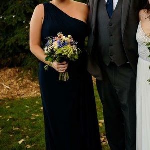 Ralph Lauren one shoulder navy gown BRIDESMAID